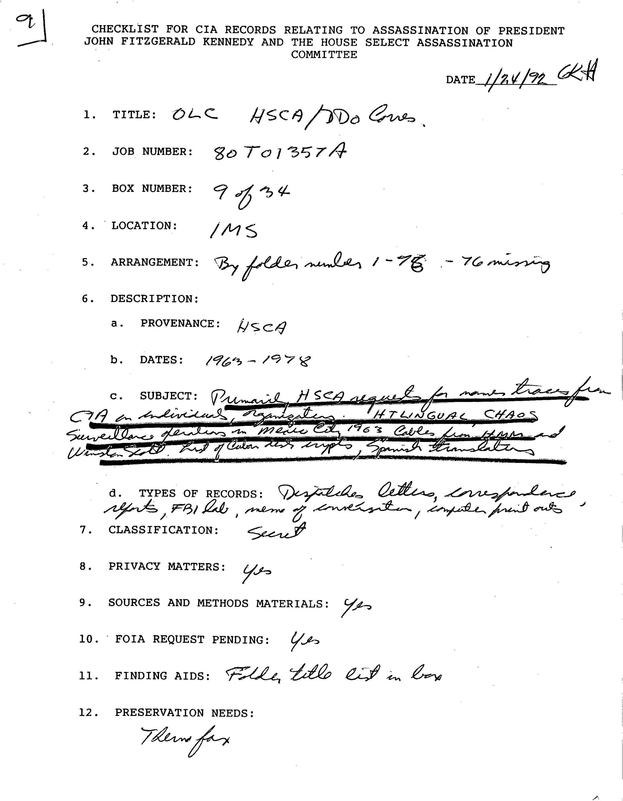 box 9 checksheet 